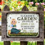 Personalisierte Vintage Cartoon Charakter Weißblech Garten Zeichen mit Namen Garten Dekoration Geburtstag Geschenk für Gartenarbeit Liebhaber Großeltern