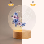 Personalized Heart Birth Flower Acrylic LED Night Light with Name and Wooden Base Home Decor Mother's Day Gift for Women