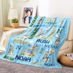 Personalised Cute Easter Peter Rabbit Soft Throw Blanket with Name Home Decor Easter Baby Shower Gift for Newborns Kids