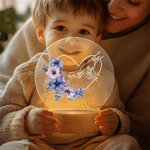 Personalized Heart Birth Flower Acrylic LED Night Light with Name and Wooden Base Home Decor Mother's Day Gift for Women