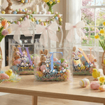 Personalized Cute Easter Bunny Clear Gift Bag with Name and Initial Easter Party Favors Gift for Kids