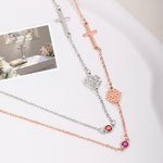 Personalized Birth Flower Birthstone Cross Necklace with Name Religious Jewellery Birthday Anniversary Gift for Women Christians