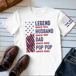 Personalised Legend 100% Cotton T-shirt with Family Name and Year Anniversary Birthday Gift for Father Grandfather Husband