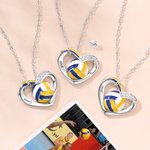 Collar personalizado en forma de corazón de voleibol Joyas delicadas con nombre y diamantes de imitación para el uso diario Regalo de cumpleaños para los atletas amantes del voleibol