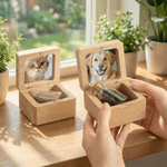 Personalised Angel Halo Photo Pet Fur Keepsake Bottle Wooden Magnetic Box Set with Name and Text Pet Loss Memorial Gift for Pet Owners