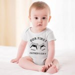 Ensemble de console de jeu personnalisé Chemise papa et bébé assortie Notre premier jour de fête des pères Cadeau décontracté pour le père Nouveau papa