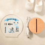 Veilleuse LED personnalisée avec nom et socle en bois Décoration de chambre d'enfant Cadeau d'anniversaire pour nouveau-né