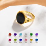 Bague en argent sterling personnalisée avec photo deux pierres de naissance et texte Cadeau d'anniversaire mémorable pour les femmes