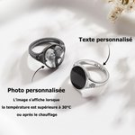 Bague en argent sterling personnalisée avec photo deux pierres de naissance et texte Cadeau d'anniversaire mémorable pour les femmes