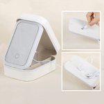 Personalized Birth Flower PU Leather Jewelry Box with Name and LED Three-Color Makeup Mirror Travel Use Birthday Gift for Friend  Mom