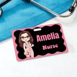 Personalised Cartoon Character ID Card Badge Buddy with Name and Text Birthday Appreciation Gift for Nurse Doctor Medical Staff