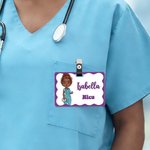 Personalised Cartoon Character ID Card Badge Buddy with Name and Text Birthday Appreciation Gift for Nurse Doctor Medical Staff