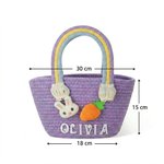 Personalisierter geflochtener Osterkorb aus 100% Baumwolle | Osternest mit Namen Plüschhase und Plüschkarotte | Ostern Eiersuche Geschenk für Kinder