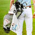 Personalised Cartoon Character Absorbent Waffle Golf Towel with Name and Initial Hanging Clip Sports Accessories Birthday Gift for Golf Player