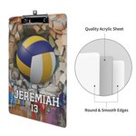 Personalised Ball Sport Design Clipboard with Low Profile Clip and Name Daily Use Birthday Gift for Coach Ball Sport Lover