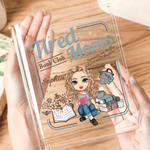 Personalized Cartoon Character Clear Book Vase with Name Mother's Day Birthday Gift for Women Book Lovers
