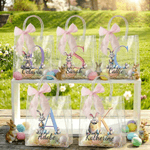 Personalized Cute Easter Bunny Clear Gift Bag with Name and Initial Easter Party Favors Gift for Kids