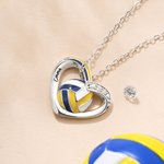 Collar personalizado en forma de corazón de voleibol Joyas delicadas con nombre y diamantes de imitación para el uso diario Regalo de cumpleaños para los atletas amantes del voleibol