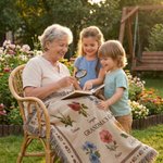 Personalized Retro Birth Flower Grandma's Garden Tassel Soft Throw Blanket with Names and Title Mother's Day Birthday Gift for Grandma Family