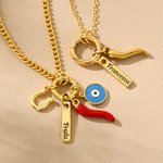 Personalisierte Chili Hufeisen Lucky Amulet Charm Halskette mit Namen Dainty Schmuck Geburtstag Jahrestag Urlaub Geschenk für ihn ihr