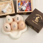 Personalisierter Stempel für Ostereier mit Osterhasen-Motiv und Wunschtext inklusive Tinte optional mit Holzbox Ostern Geschenk für Familie und Kinder