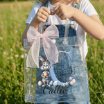 Personalized Cute Easter Bunny Clear Gift Bag with Name and Initial Easter Party Favors Gift for Kids
