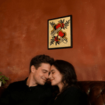 Personalized American Traditional Hearts Tattoo Flash Art Print with Name Birthday Anniversary Gift for Couples