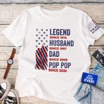 Personalised Legend 100% Cotton T-shirt with Family Name and Year Anniversary Birthday Gift for Father Grandfather Husband