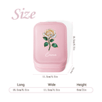 Personalized Birth Flower PU Leather Jewelry Box with Name and LED Three-Color Makeup Mirror Travel Use Birthday Gift for Friend  Mom