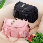 Personalized Pearl Effect Birth Flower Multi-Compartment Travel Bag with Name and Shoulder Strap Travel Essential Birthday Gift for Women Girls