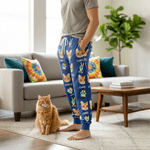 Personalized Pet Photos Paw Print Heart Sports Sweatpants with Drawstring and Name Birthday Anniversary Gift for Pet Owners Lovers