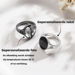 Gepersonaliseerde Sterling Zilver Ring met Verborgen Warmte-geactiveerde Foto Twee Geboortestenen en Tekst Verjaardag- of Jubileumcadeau voor Dames