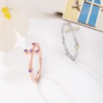 Personalised Dainty Cross Birthstone Sterling Silver Ring Christmas Birthday Baptism Gift for Christians Mothers