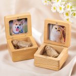 Bôite en Bois Magnétique Personnalisée avec Nom et Photo Motif Patte Chien Boîte avec Flacon à Poils Animaux Cadeau Souvenir pour Amoureux des Animaux