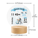 Veilleuse LED personnalisée avec nom et socle en bois Décoration de chambre d'enfant Cadeau d'anniversaire pour nouveau-né