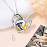 Collar personalizado en forma de corazón de voleibol Joyas delicadas con nombre y diamantes de imitación para el uso diario Regalo de cumpleaños para los atletas amantes del voleibol