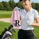 Personalised Cartoon Character Absorbent Waffle Golf Towel with Name and Initial Hanging Clip Sports Accessories Birthday Gift for Golf Player