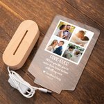 Luce notturna a LED personalizzata con collage di 4 foto e base in legno Regalo di anniversario di matrimonio per la coppia