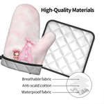 Personalisierte Cartoon Chef Charakter Aquarell erste Isolierung Backofen Mitt und Topflappen Satz von 2 Bäckerei Verwendung Geburtstagsgeschenk für Kinder Backen Liebhaber