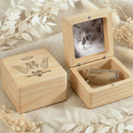 Personalised Angel Halo Photo Pet Fur Keepsake Bottle Wooden Magnetic Box Set with Name and Text Pet Loss Memorial Gift for Pet Owners