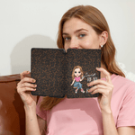 Personalized Cartoon Reading Character Leopard Print Kindle Case with Name for Multiple Models Daily Use Birthday Gift for Book Lover