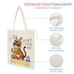 Personalized Don't Touch My Easter Eggs Animal Reusable Canvas Bag with Name Daily Use Easter Gift for Kids Women
