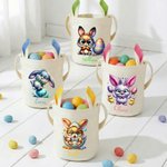 Personalised Cute Rabbit Easter Egg Bunny Ears Basket with Name Egg Hunting Party Easter Gift for Boys Girls