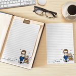 Personalised Book Cartoon Character Notepad with 40/80 Pages and Name Back to School Appreciation Gift for Book Lovers Friends Students