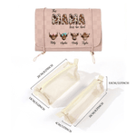 Borsa per il trucco personalizzata impermeabile in pelle PU di mucca Highland con 1-8 nomi e titoli, essenziale per i viaggi Regalo per la festa della mamma per la nonna