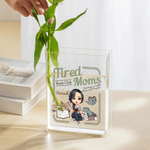Personalized Cartoon Character Clear Book Vase with Name Mother's Day Birthday Gift for Women Book Lovers