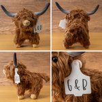 A Furry Keepsake You Can Actually Hug - Personalized Text Photo Ear Tag Highland Cow Plush Toy Furry Stuffed Animal Doll