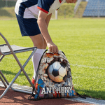 Personalized Ball Sports Drawstring Beach Backpack String Bag with Name and Number Outdoor Activities Birthday Gift for Sports Lovers