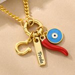Personalisierte Chili Hufeisen Lucky Amulet Charm Halskette mit Namen Dainty Schmuck Geburtstag Jahrestag Urlaub Geschenk für ihn ihr