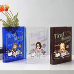 Personalized Cartoon Character Clear Book Vase with Name Mother's Day Birthday Gift for Women Book Lovers